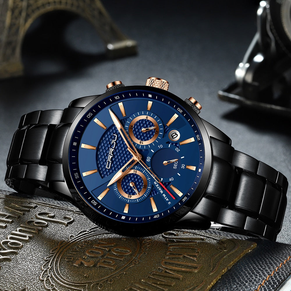 Men's Military Luxury Quartz Sports Watch - Waterproof Stainless Steel