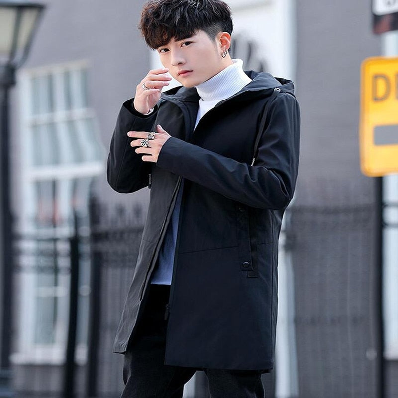 Men's Cashmere Hooded Jacket Coat Parka