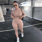 Women's T-Shirt & Leggings 2 Piece Workout Outfits Sportwear