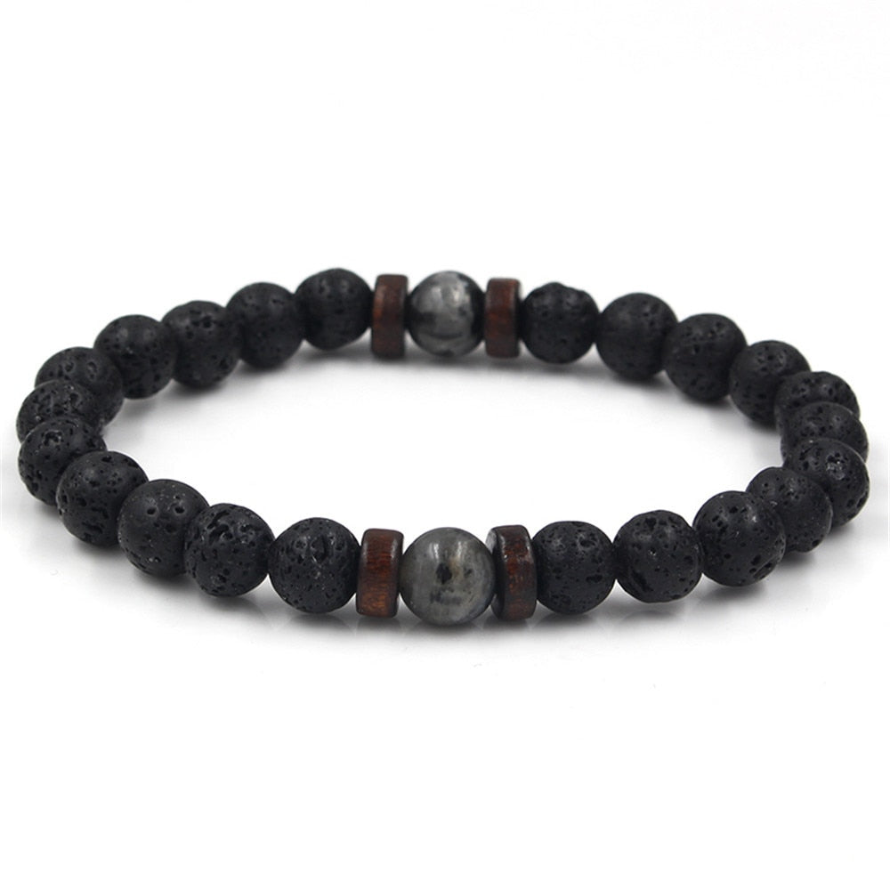 Men's natural stone beads bracelet