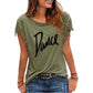 "Dance" Women's Cotton Tassel Casual T-shirt Loose