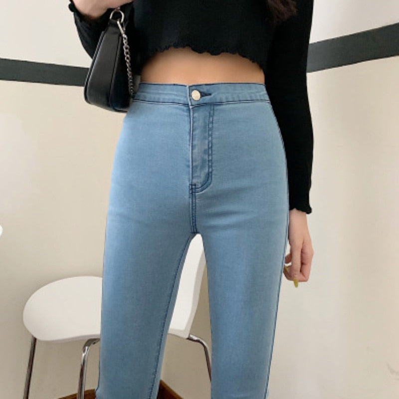 Women's Skinny High Waist Denim Pencil Jeans