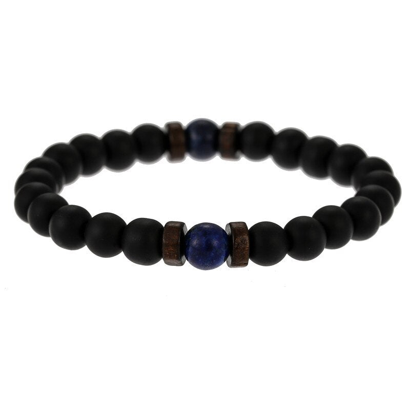 Men's natural stone beads bracelet