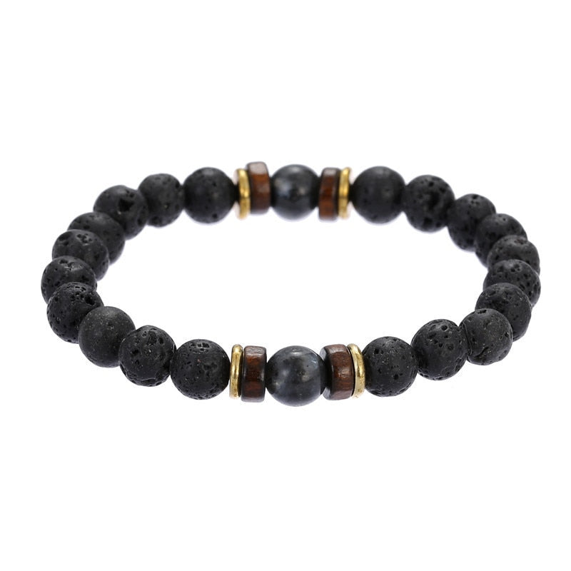 Men's natural stone beads bracelet