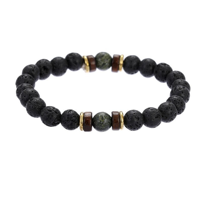 Men's natural stone beads bracelet