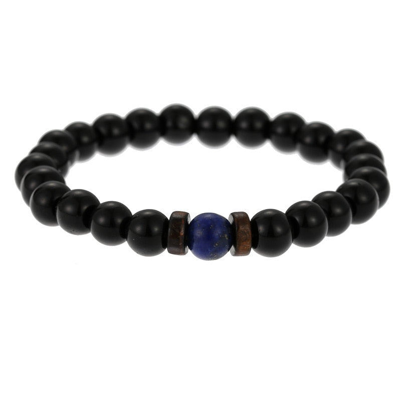 Men's natural stone beads bracelet