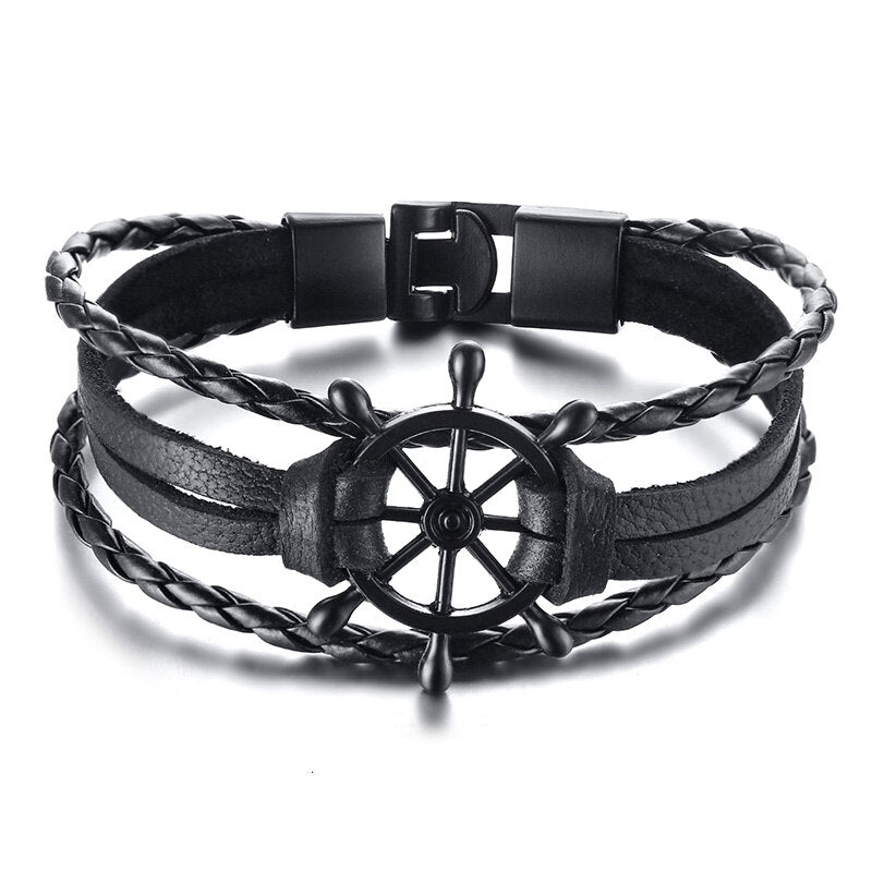 Mens Vintage Rudder Charm Bracelets