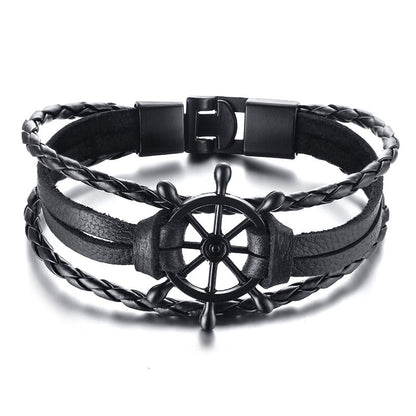 Mens Vintage Rudder Charm Bracelets
