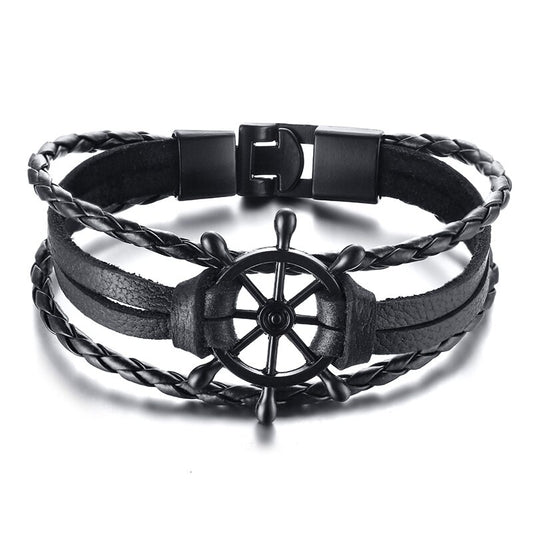 Mens Vintage Rudder Charm Bracelets