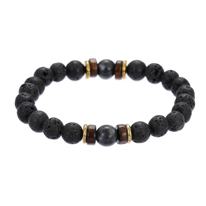 Men's natural stone beads bracelet