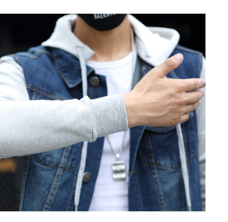 Men's Denim Hooded Jean Jacket Hoodies
