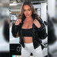 Crop Leather Bubble Coat Jacket