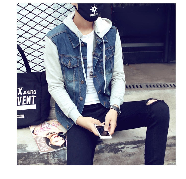 Men's Denim Hooded Jean Jacket Hoodies
