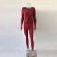 Women's Ribbed Tracksuits Double Zipper Shirts Tops & Stretchy Pants