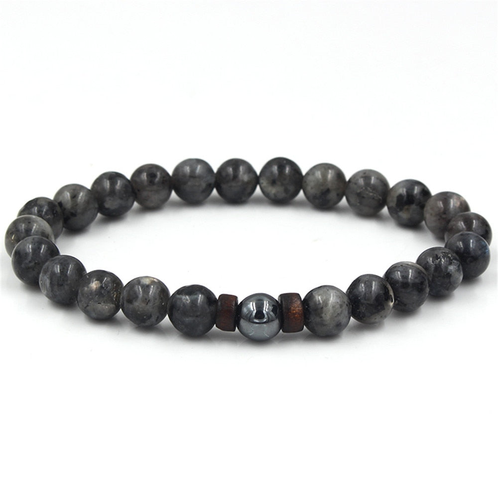 Men's natural stone beads bracelet