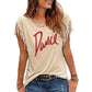 "Dance" Women's Cotton Tassel Casual T-shirt Loose