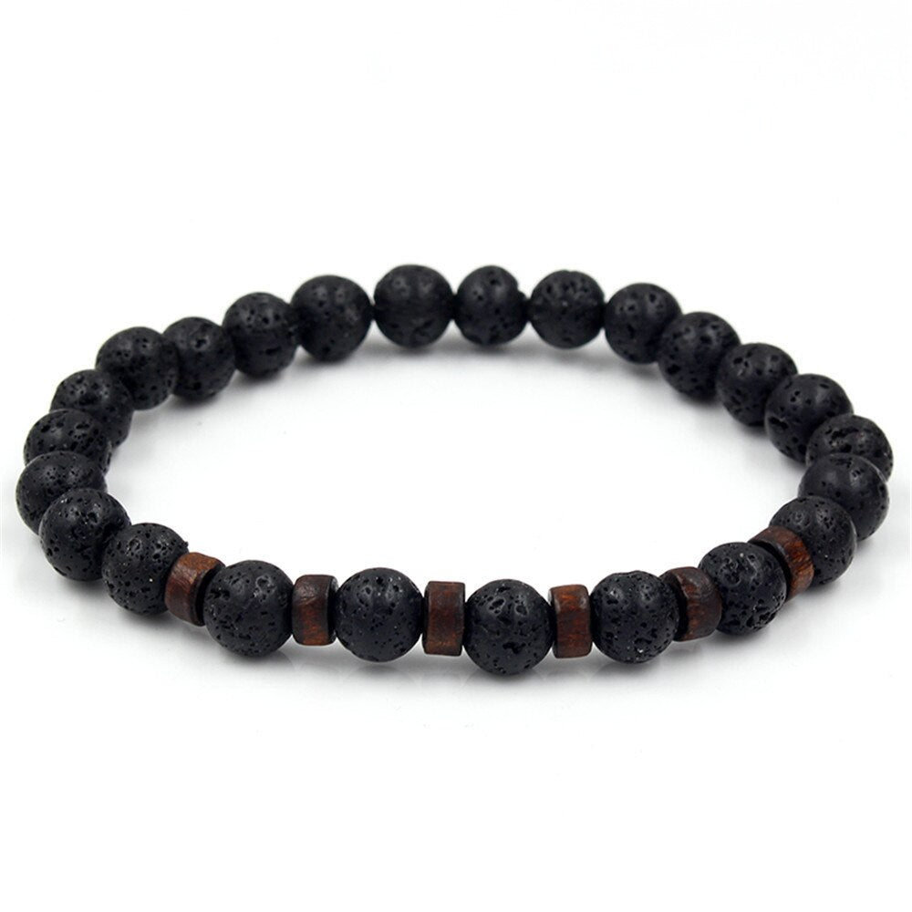 Men's natural stone beads bracelet