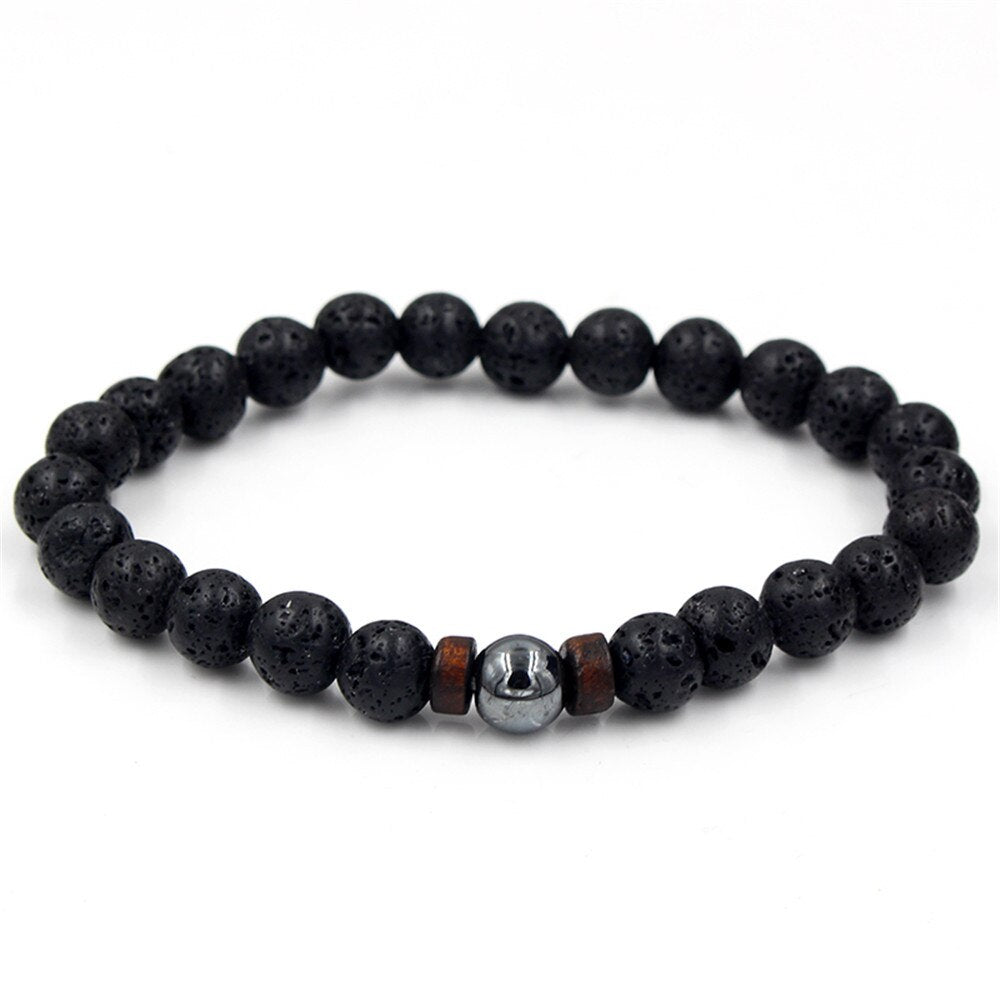 Men's natural stone beads bracelet