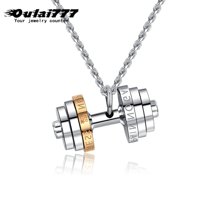 Men's Stainless Steel Barbell Necklace