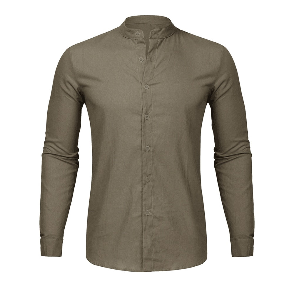 Casual Cotton Linen Men Shirts Long Sleeve Street Wear