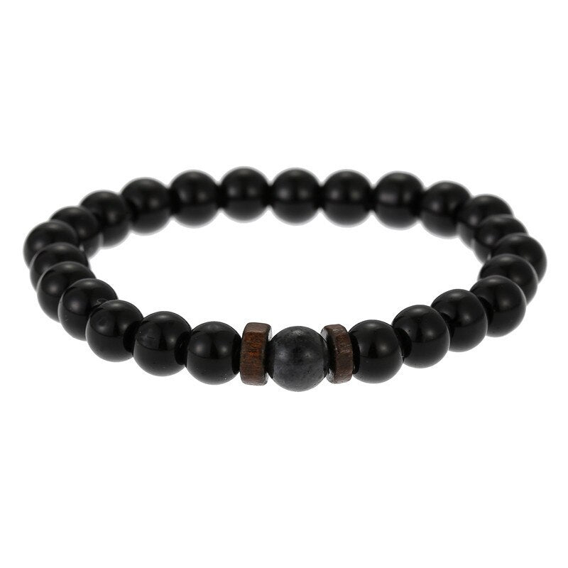 Men's natural stone beads bracelet