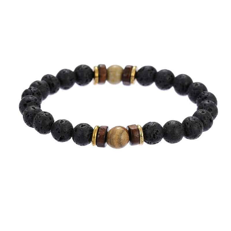 Men's natural stone beads bracelet