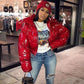 Crop Leather Bubble Coat Jacket