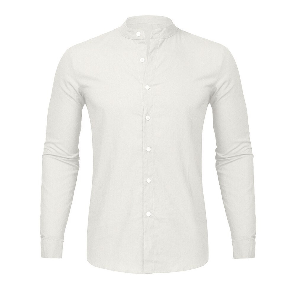 Casual Cotton Linen Men Shirts Long Sleeve Street Wear