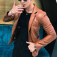 Business style slim thin trend leather jackets