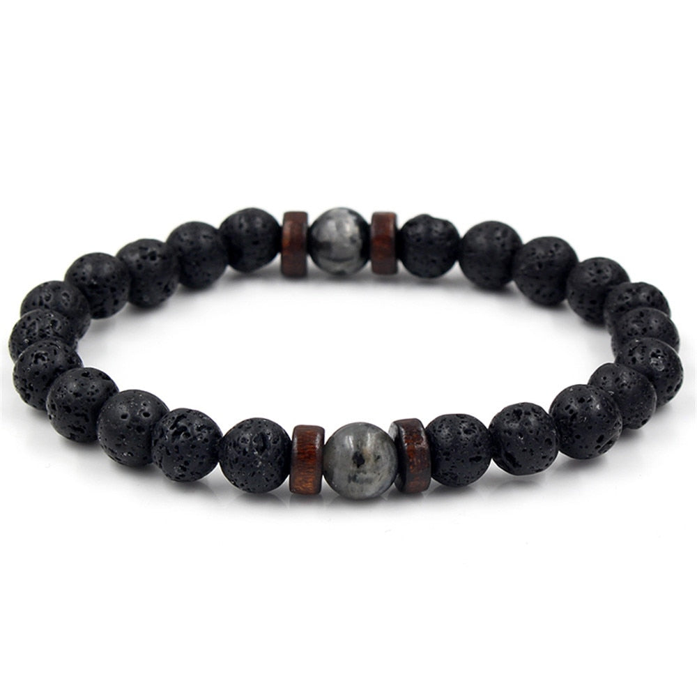 Men's natural stone beads bracelet