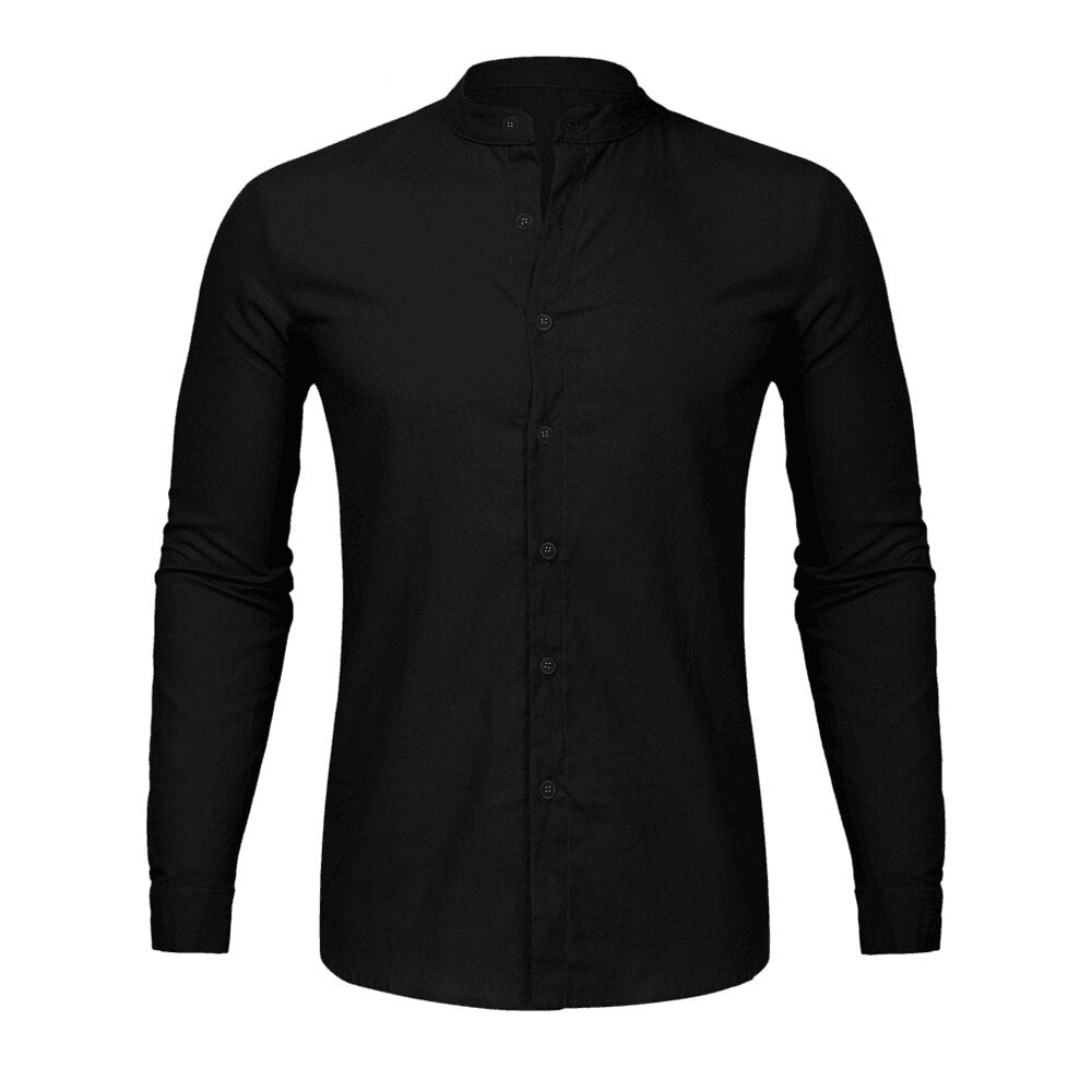 Casual Cotton Linen Men Shirts Long Sleeve Street Wear
