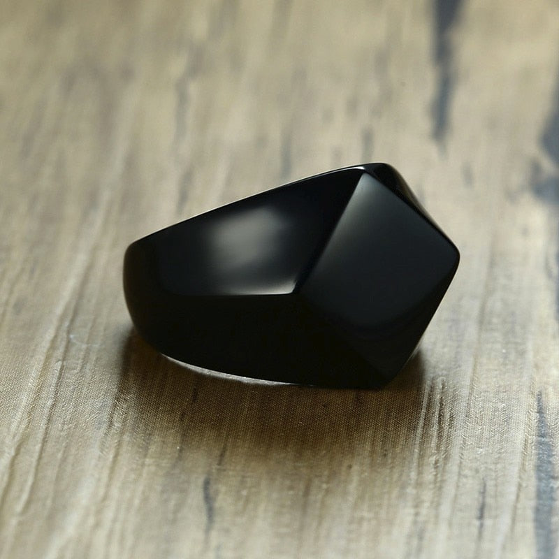 Men's Stainless Steel Quadrangle Flat Top Square Ring