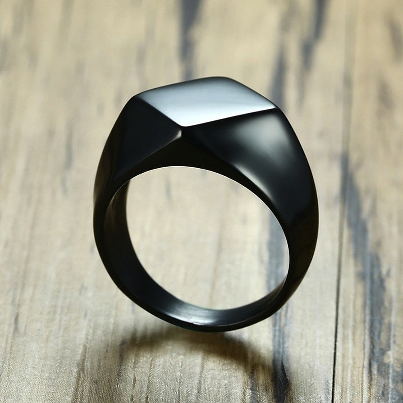 Men's Stainless Steel Quadrangle Flat Top Square Ring