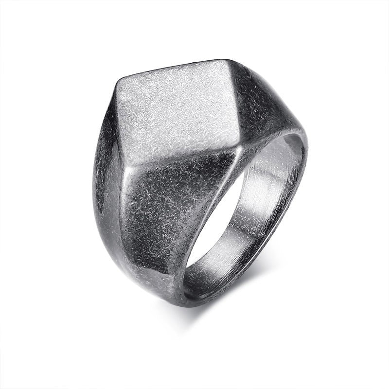 Men's Stainless Steel Quadrangle Flat Top Square Ring