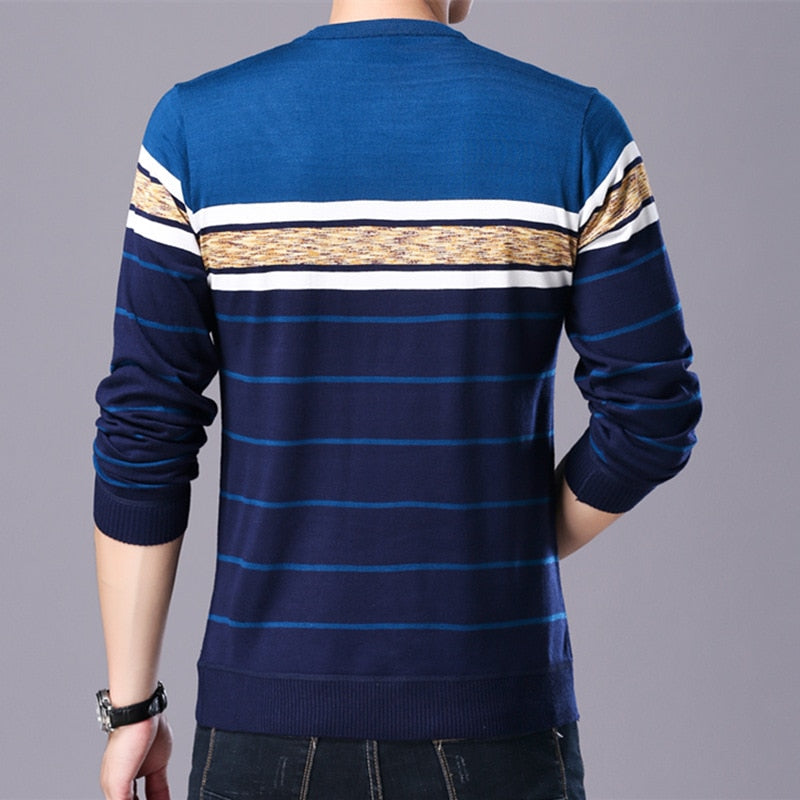 Men's O-Neck Casual Striped Sweaters