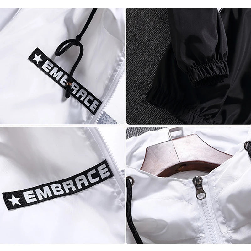 Windbreaker Hooded Casual Zipper Male Retro Vintage Streetwear Jackets,TA316
