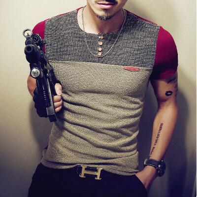 Men's Short sleeve Patchwork T-shirt