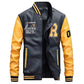 Men's leather letterman bomber jacket