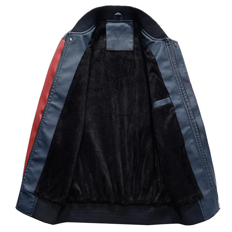 Men's leather letterman bomber jacket