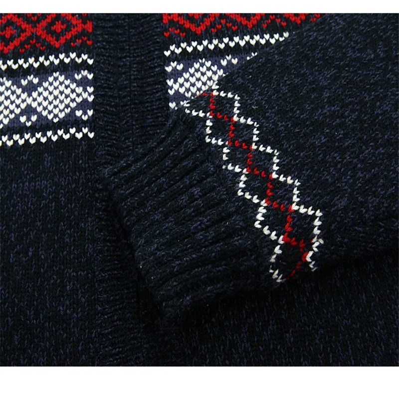 Men's Winter Sweater Thick Knitted Cotton Fleece Cardigan