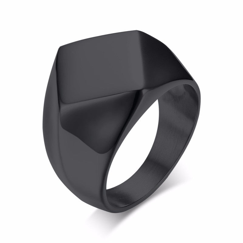 Men's Stainless Steel Quadrangle Flat Top Square Ring