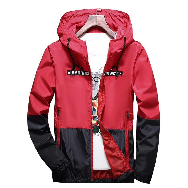 Windbreaker Hooded Casual Zipper Male Retro Vintage Streetwear Jackets,TA316