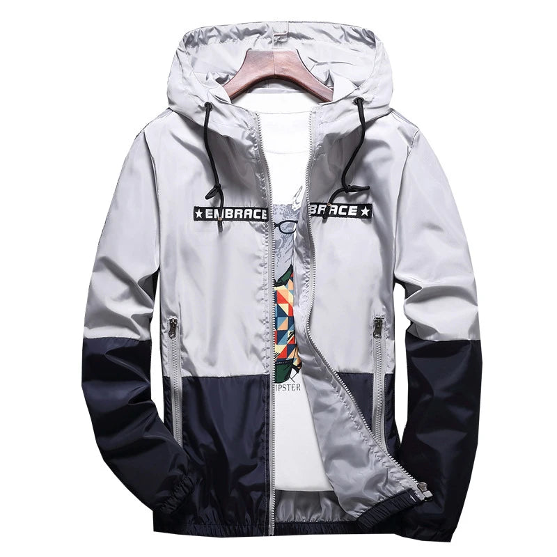 Windbreaker Hooded Casual Zipper Male Retro Vintage Streetwear Jackets,TA316