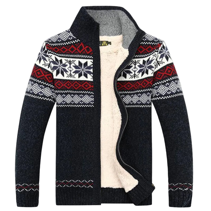 Men's Winter Sweater Thick Knitted Cotton Fleece Cardigan