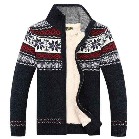 Men's Winter Sweater Thick Knitted Cotton Fleece Cardigan
