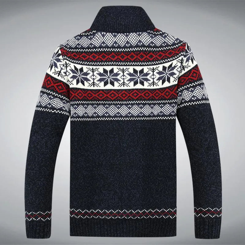 Men's Winter Sweater Thick Knitted Cotton Fleece Cardigan
