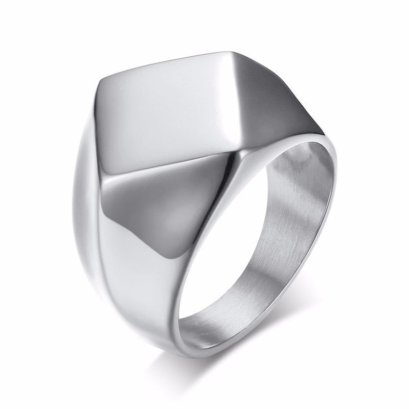 Men's Stainless Steel Quadrangle Flat Top Square Ring