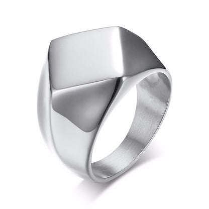 Men's Stainless Steel Quadrangle Flat Top Square Ring
