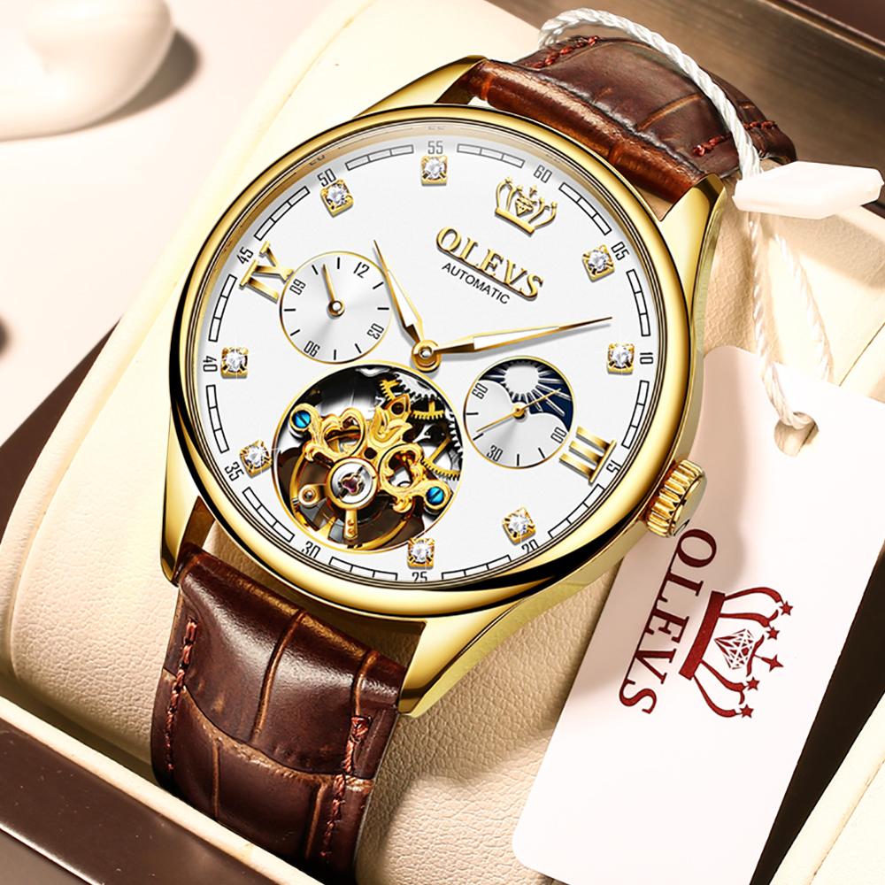 Classic Men's Genuine Leather Waterproof Military Wristwatch