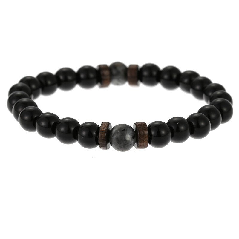 Men's natural stone beads bracelet